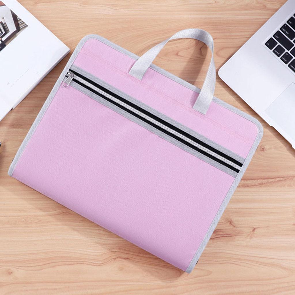 13 Pockets File Folder Document Bag with A4 Size Portable Organizer Pink