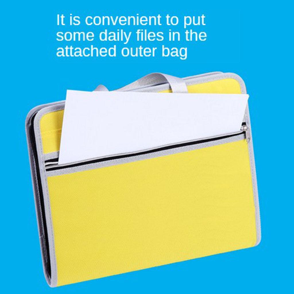 13 Pockets File Folder Document Bag with A4 Size Portable Organizer Yellow