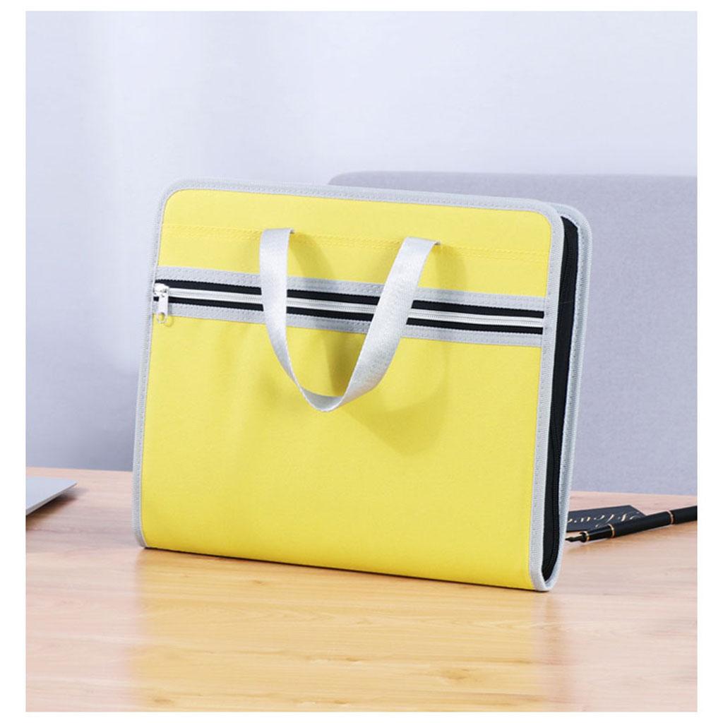 13 Pockets File Folder Document Bag with A4 Size Portable Organizer Yellow