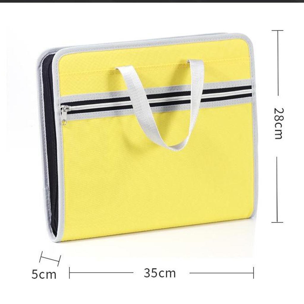 13 Pockets File Folder Document Bag with A4 Size Portable Organizer Yellow