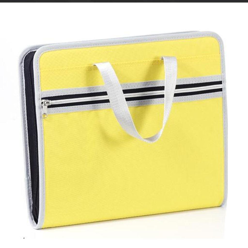 13 Pockets File Folder Document Bag with A4 Size Portable Organizer Yellow