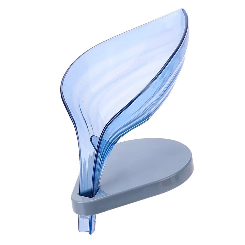 Leaf Shape Soap Box Clear Storage Plate Case Kitchen Sink Supplies Gadgets Blue