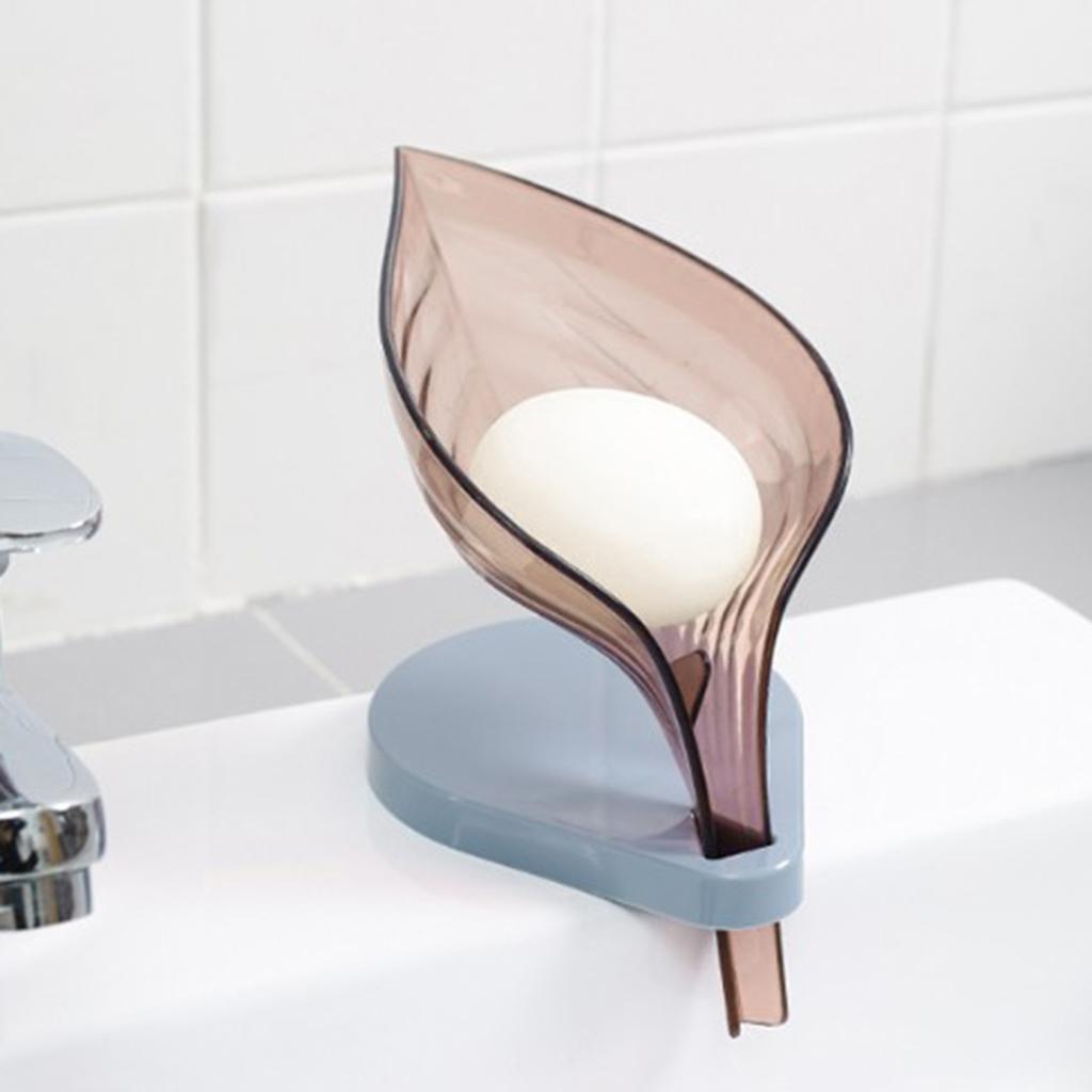 Leaf Shape Soap Box Clear Storage Plate Case Kitchen Sink Supplies Gadgets Coffee