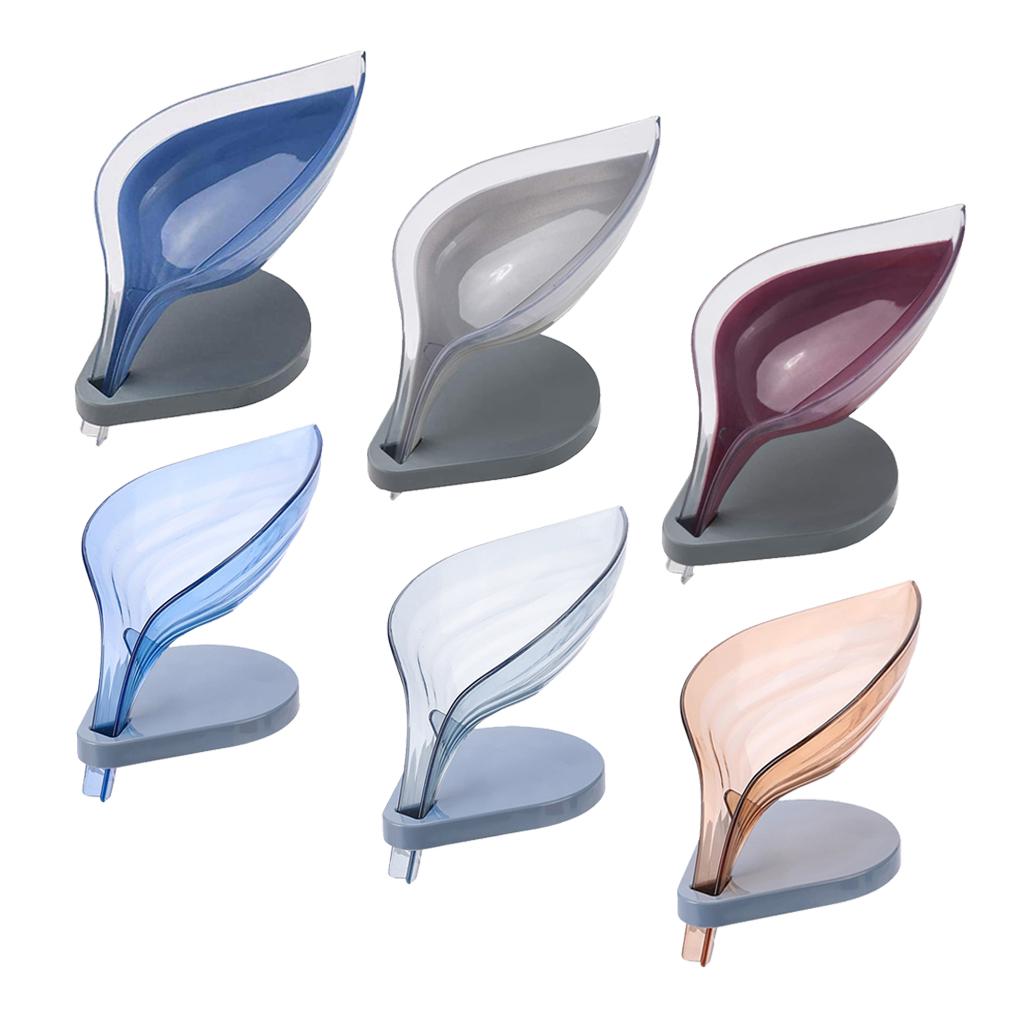 Leaf Shape Soap Box Clear Storage Plate Case Kitchen Sink Supplies Gadgets Dark Blue