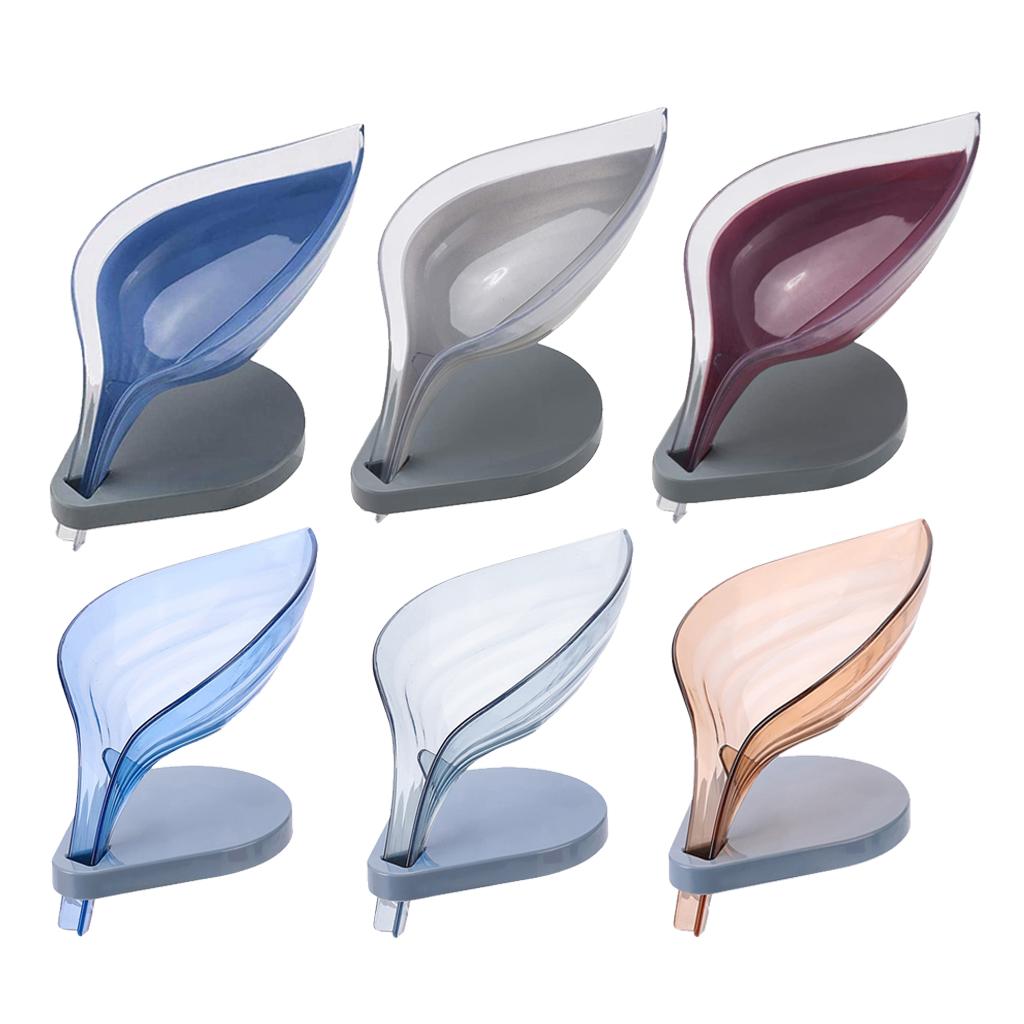 Leaf Shape Soap Box Clear Storage Plate Case Kitchen Sink Supplies Gadgets Dark Blue
