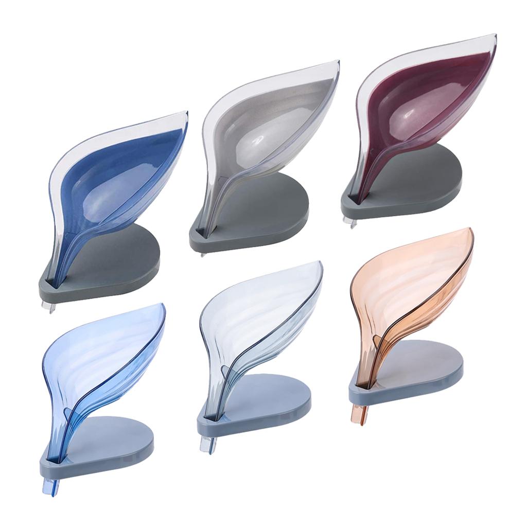 Leaf Shape Soap Box Clear Storage Plate Case Kitchen Sink Supplies Gadgets Dark Blue