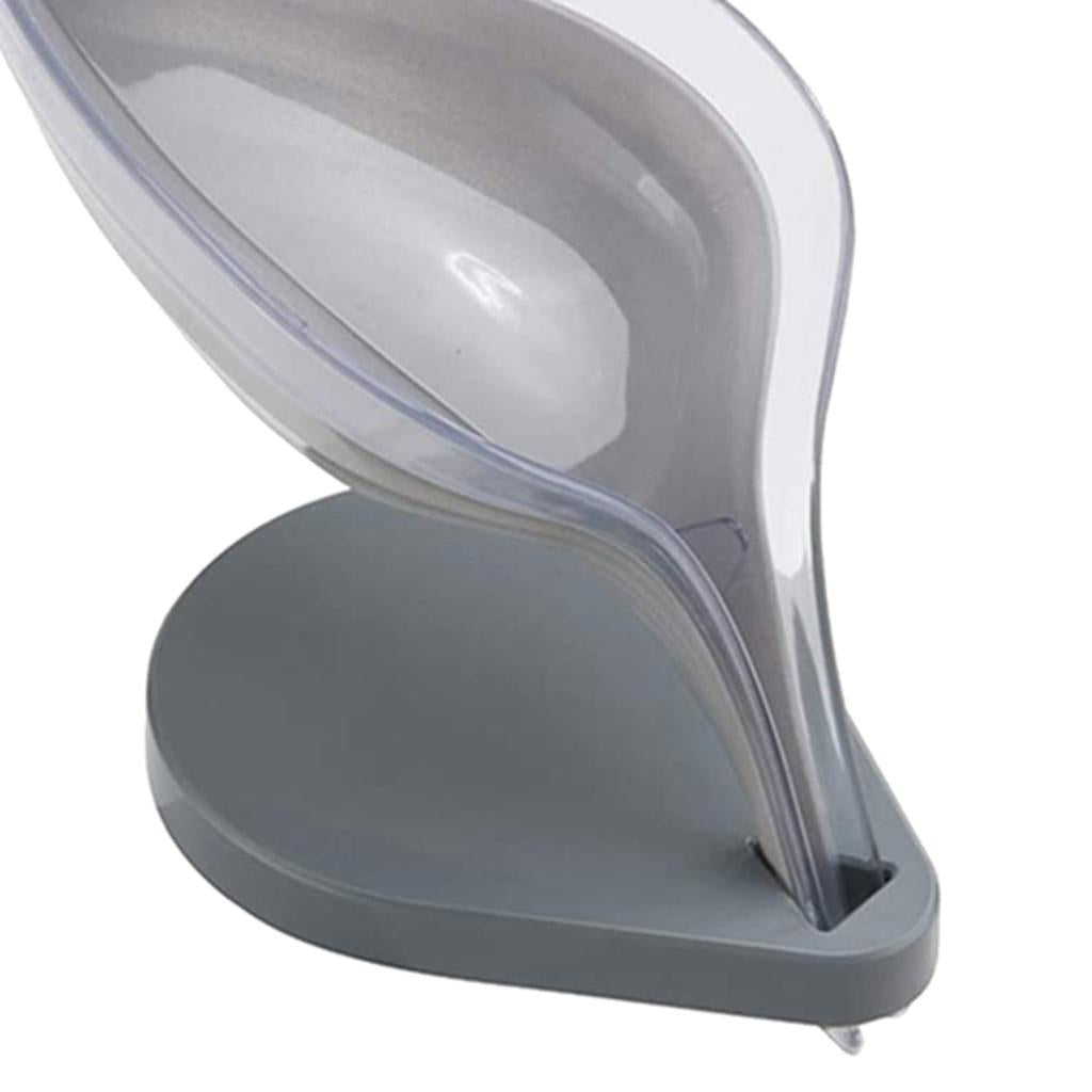 Leaf Shape Soap Box Clear Storage Plate Case Kitchen Sink Supplies Gadgets Gray