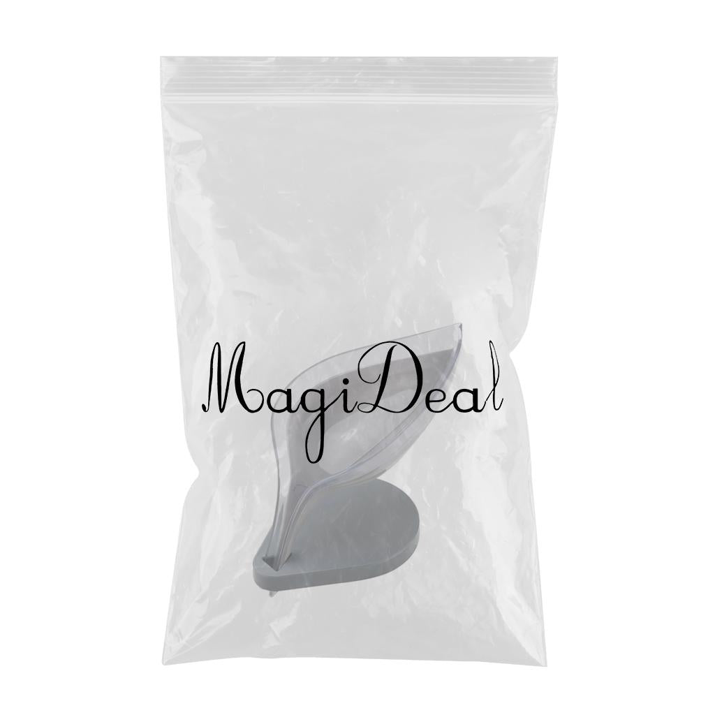 Leaf Shape Soap Box Clear Storage Plate Case Kitchen Sink Supplies Gadgets Gray