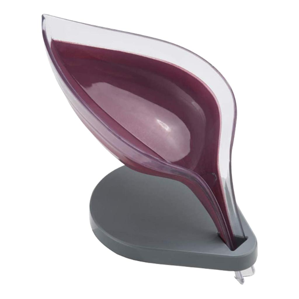 Leaf Shape Soap Box Clear Storage Plate Case Kitchen Sink Supplies Gadgets Wine Red