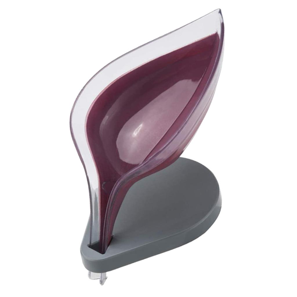 Leaf Shape Soap Box Clear Storage Plate Case Kitchen Sink Supplies Gadgets Wine Red