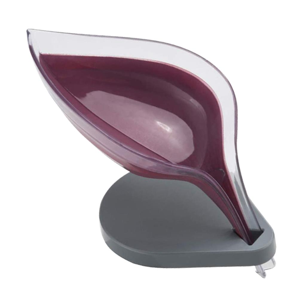 Leaf Shape Soap Box Clear Storage Plate Case Kitchen Sink Supplies Gadgets Wine Red
