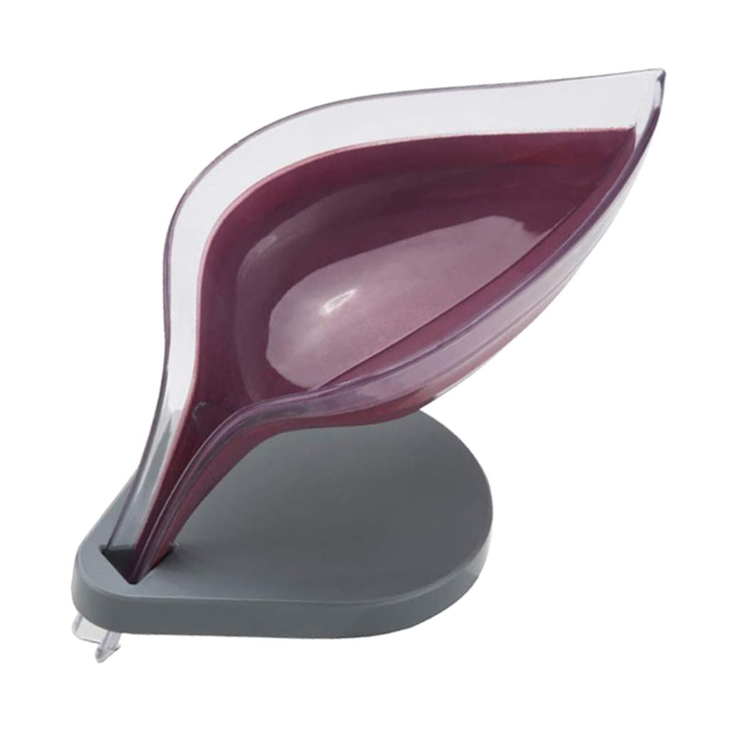 Leaf Shape Soap Box Clear Storage Plate Case Kitchen Sink Supplies Gadgets Wine Red