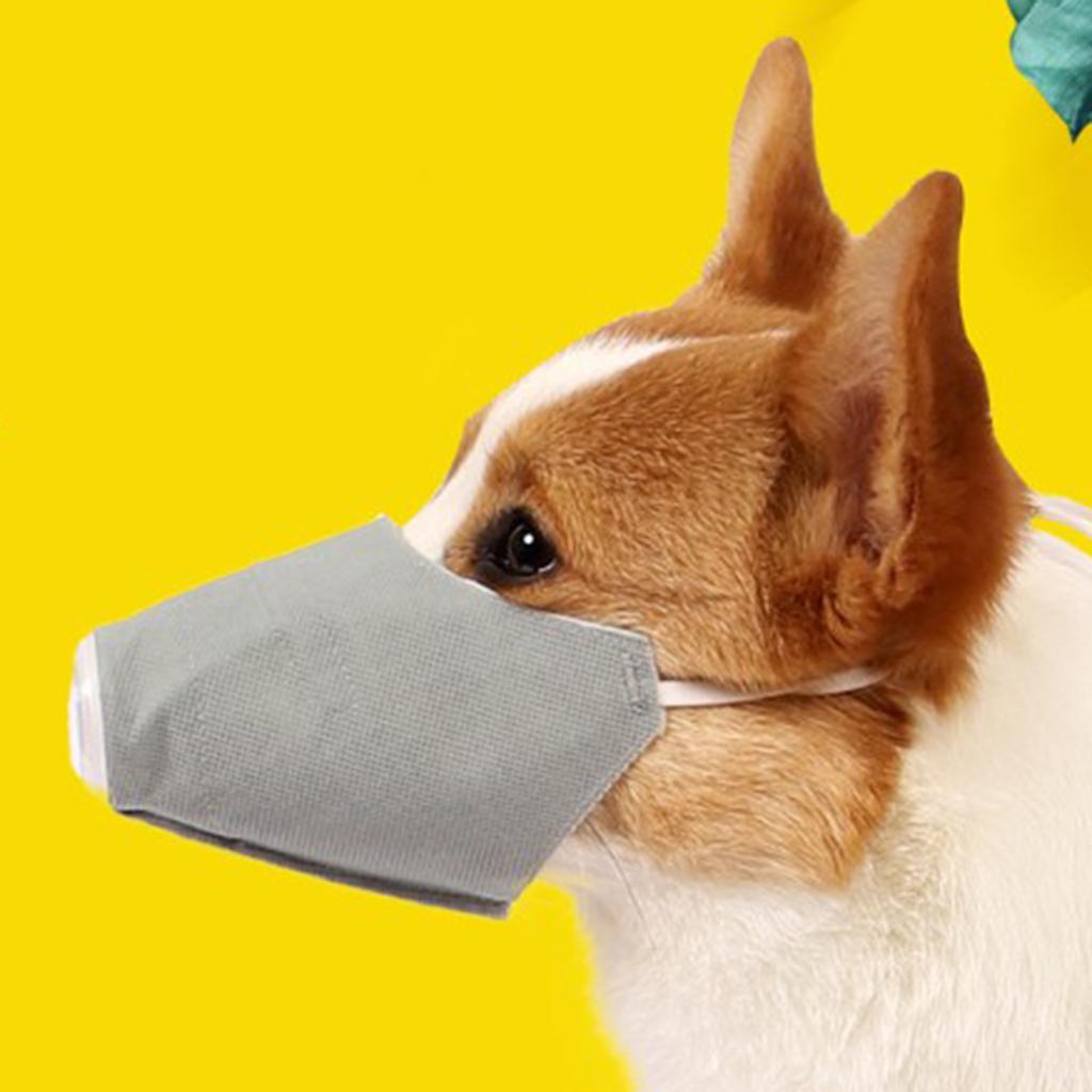 Pet Dog Face Mouth Dust Mask Mouthcover Pet Anti-fog Muzzle w/ Strap Gray S