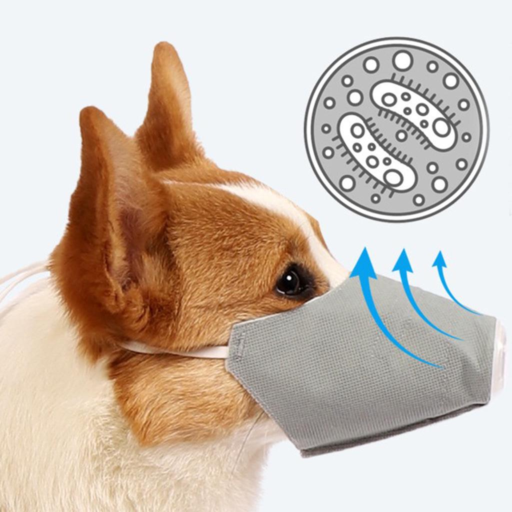 Pet Dog Face Mouth Dust Mask Mouthcover Pet Anti-fog Muzzle w/ Strap Gray M