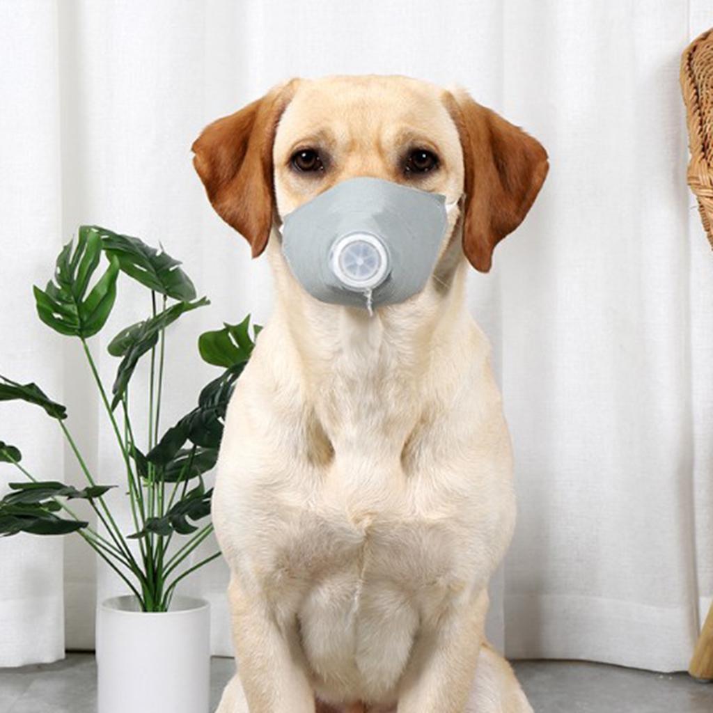 Pet Dog Face Mouth Dust Mask Mouthcover Pet Anti-fog Muzzle w/ Strap Gray M