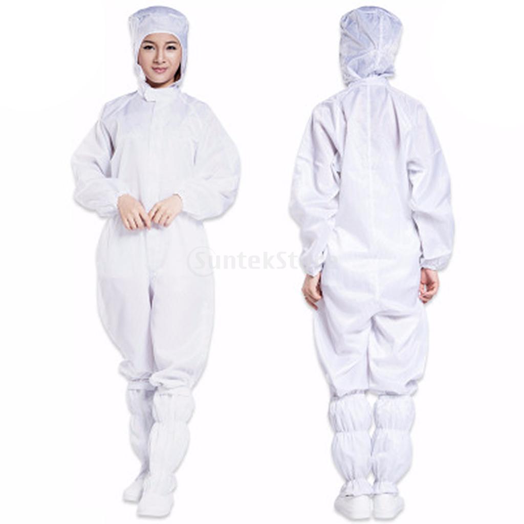 Protective Clothing Dust-proof Coverall Suit Isolation Clothing M White