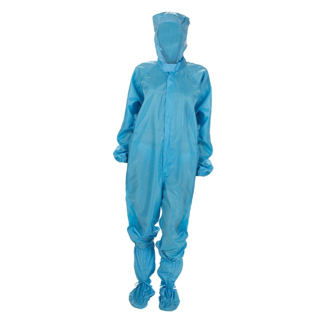 Anti-static Protective Coveralls Suits Clothing with Boots Kit Blue M