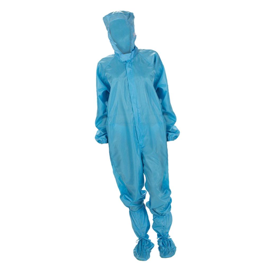 Anti-static Protective Coveralls Suits Clothing with Boots Kit Blue M