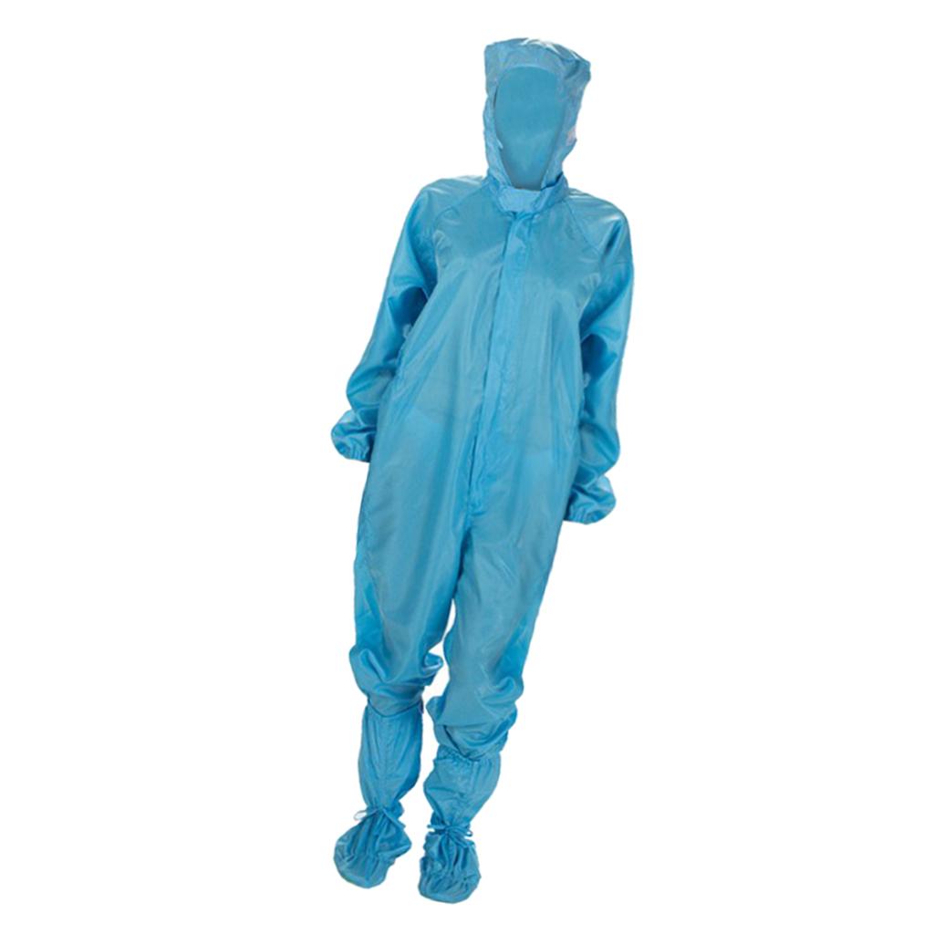 Anti-static Protective Coveralls Suits Clothing with Boots Kit Blue M