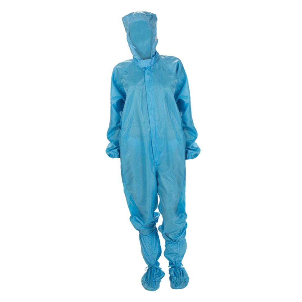 Anti-static Protective Coveralls Suits Clothing with Boots Kit Blue M