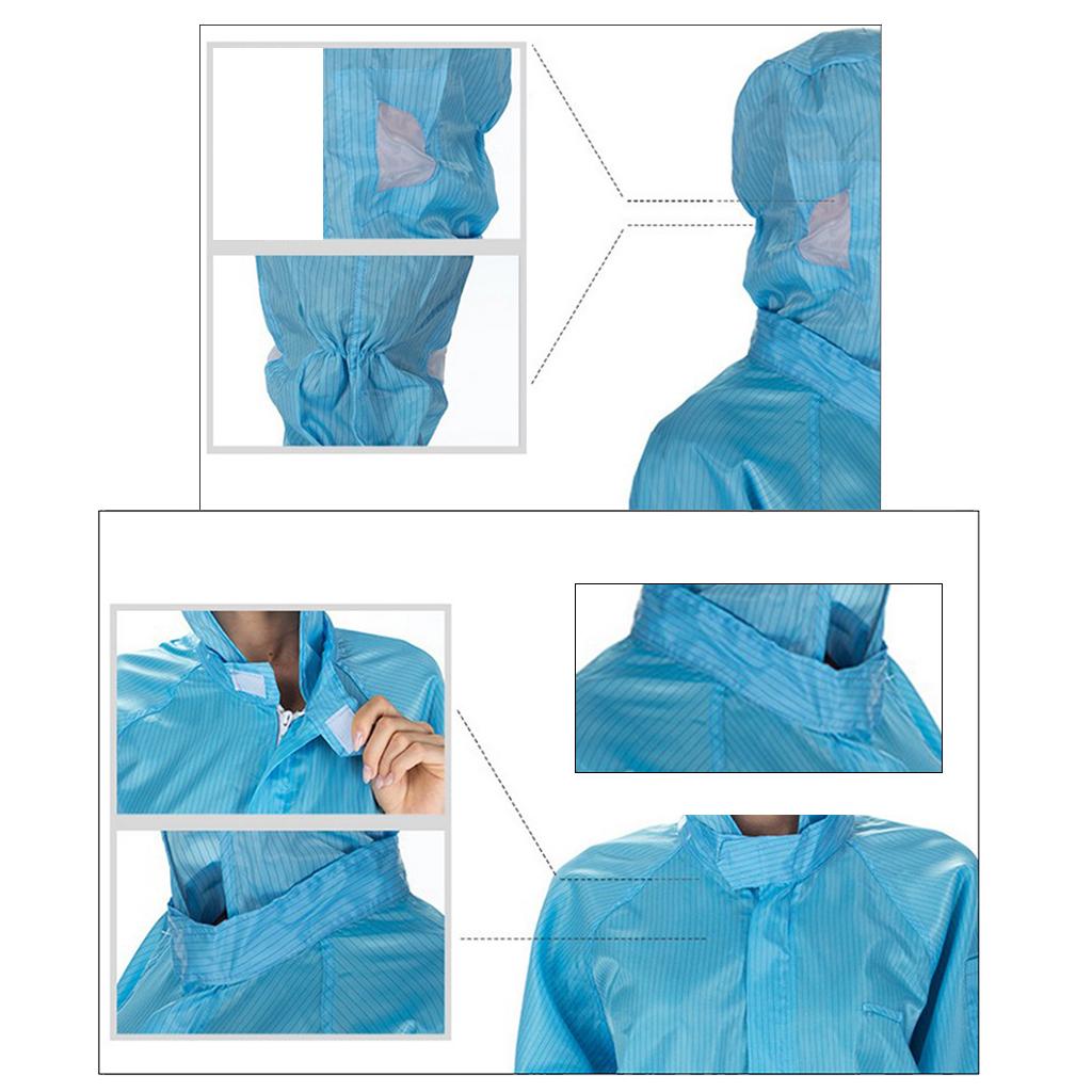 Anti-static Protective Coveralls Suits Clothing with Boots Kit Blue M