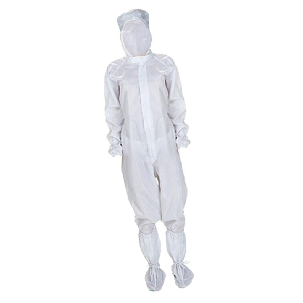 Anti-static Protective Coveralls Suits Clothing with Boots Kit White M