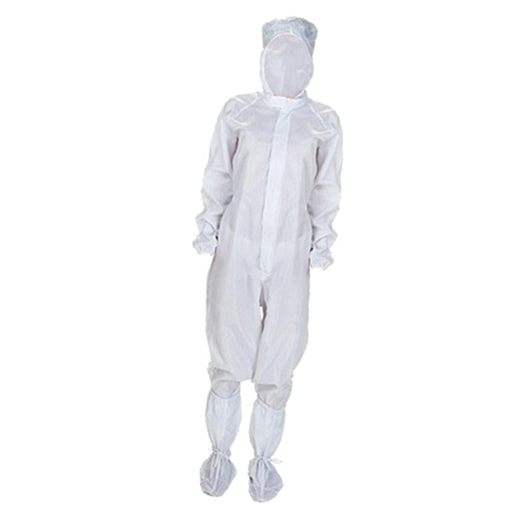 Anti-static Protective Coveralls Suits Clothing with Boots Kit White M