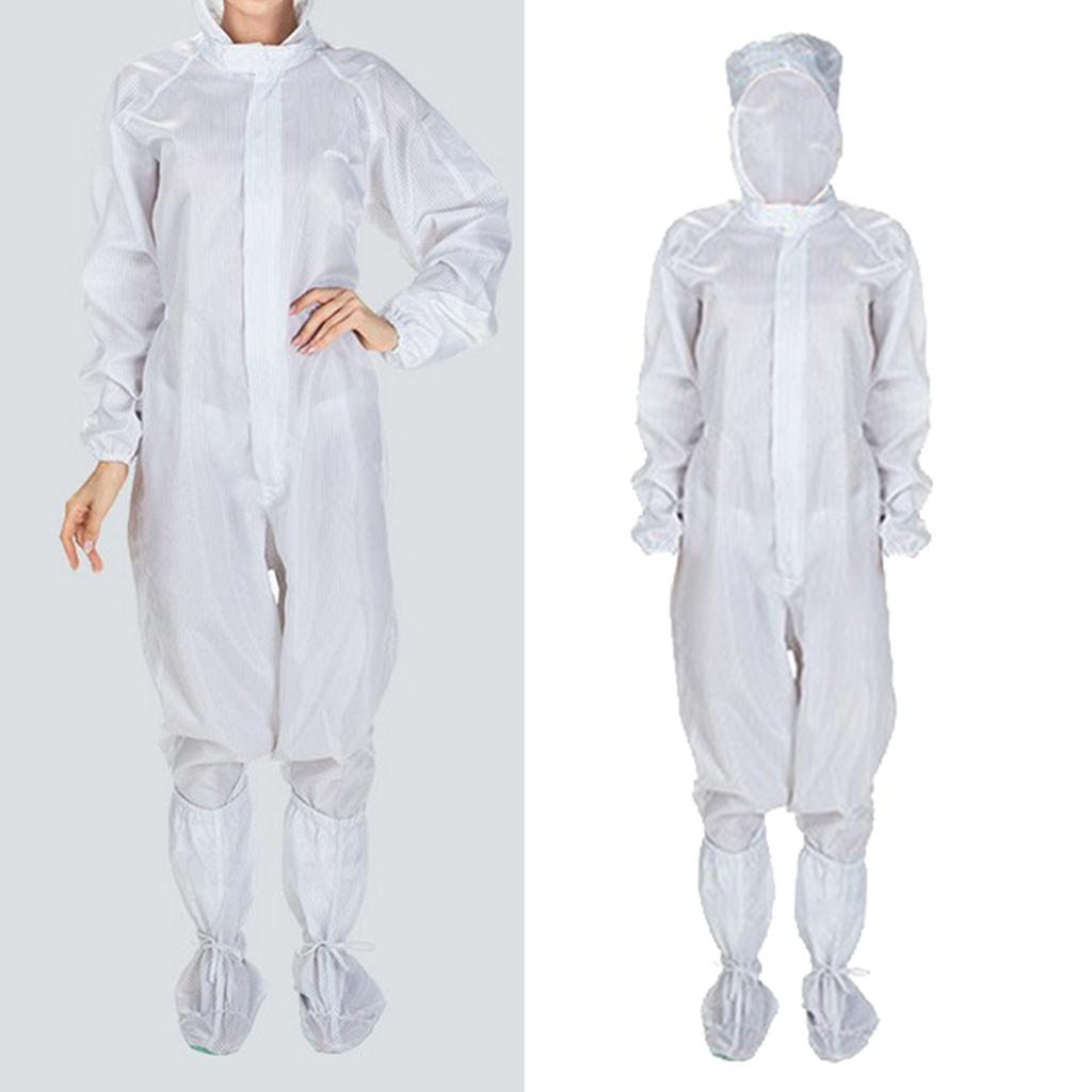 Anti-static Protective Coveralls Suits Clothing with Boots Kit White M