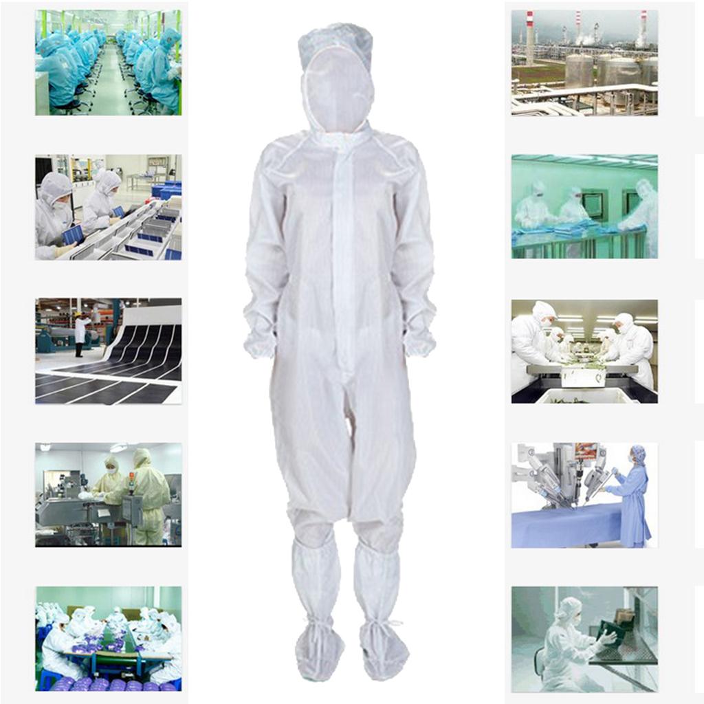 Anti-static Protective Coveralls Suits Clothing with Boots Kit White M