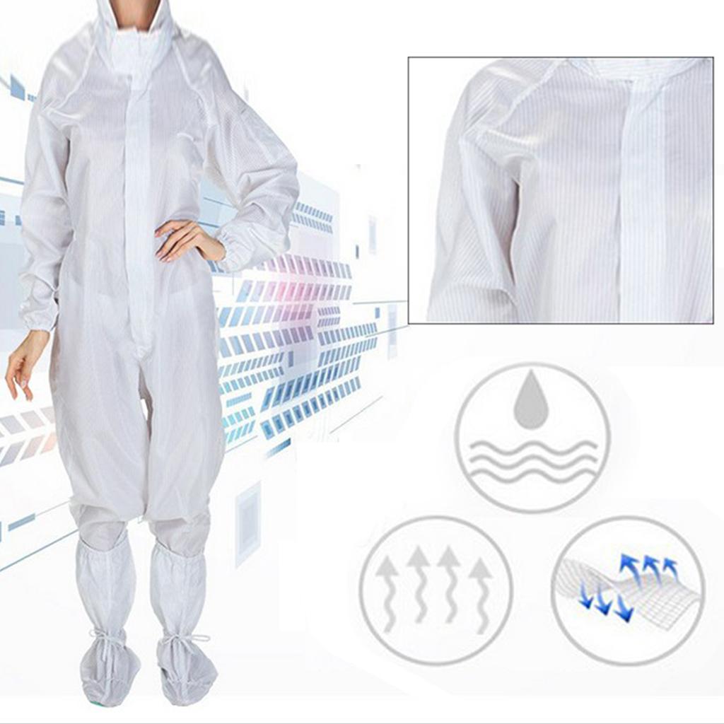 Anti-static Protective Coveralls Suits Clothing with Boots Kit White M