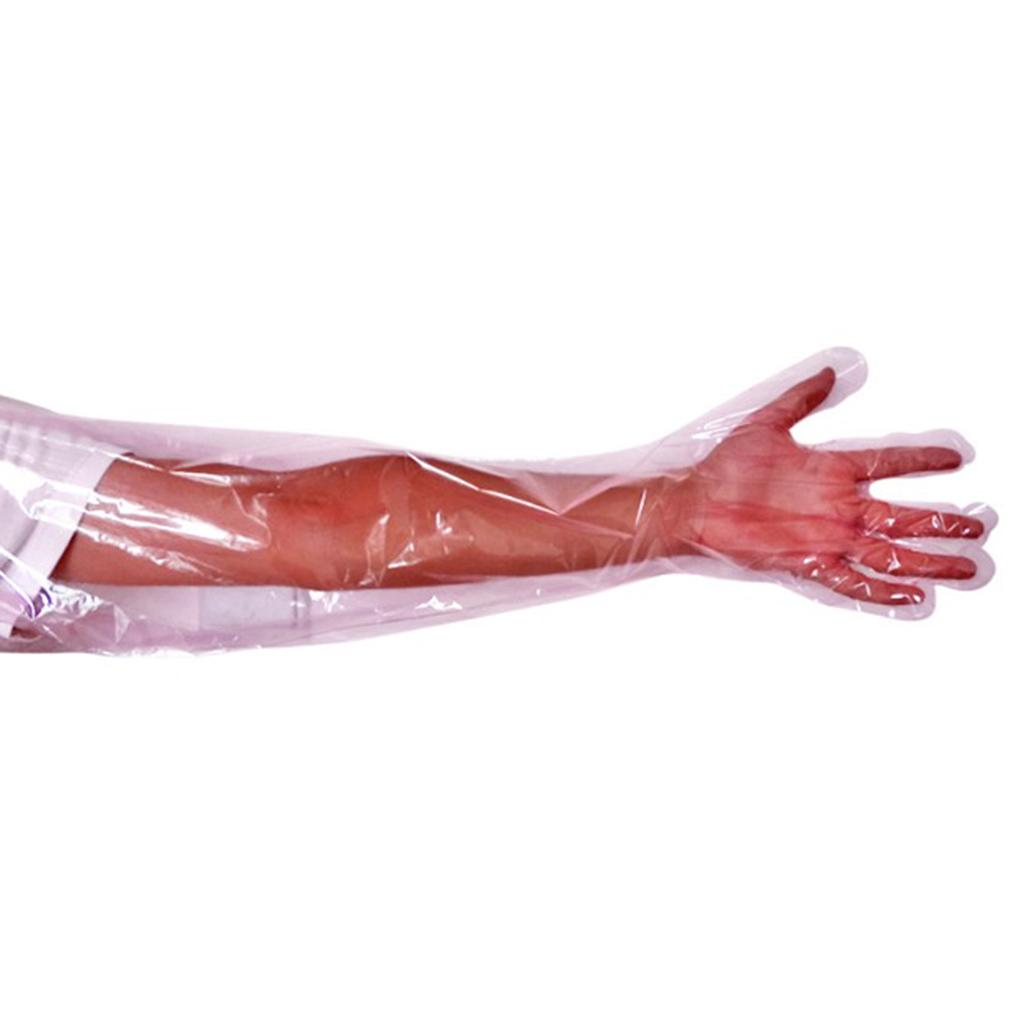 Long Arm Cleaning Working Examination Plastic Gloves 90cm Pink 50Pcs