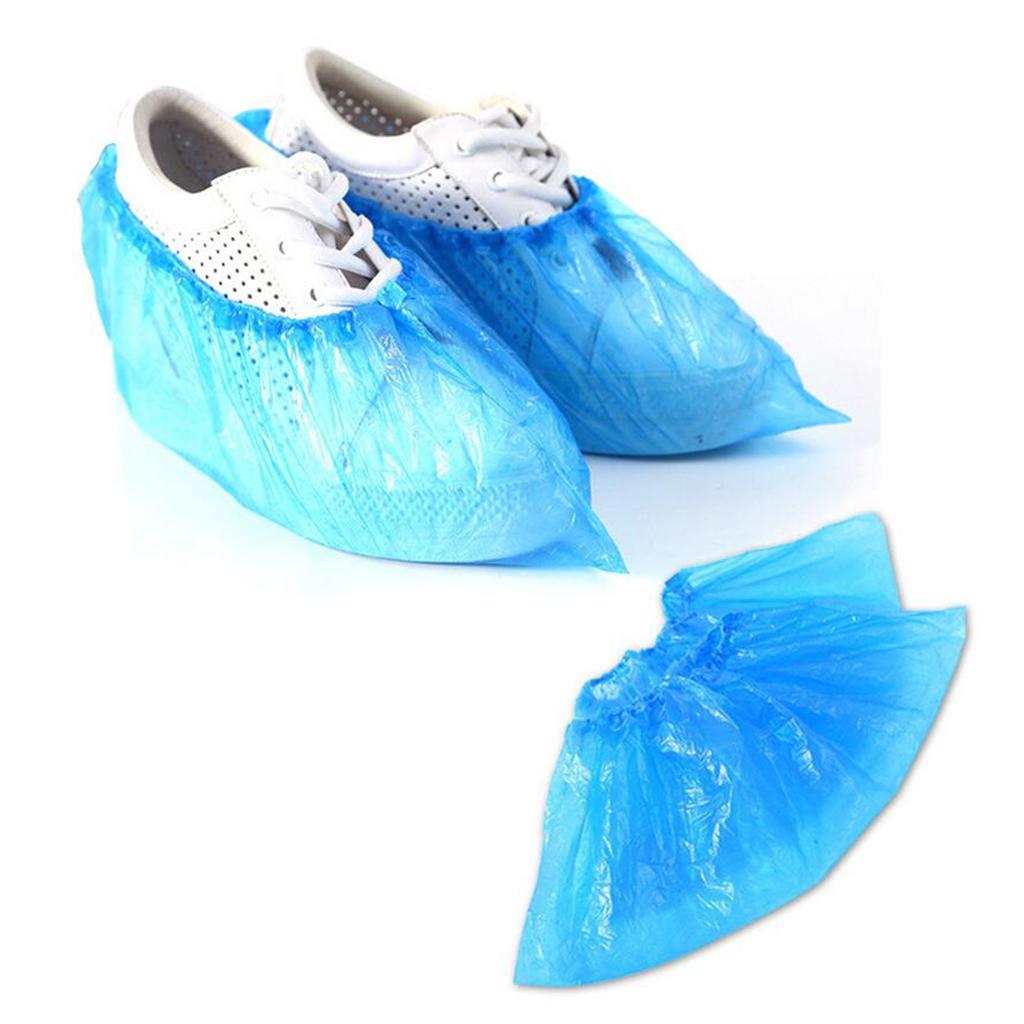 100 Pcs Disposable Plastic Shoe Boot Covers Carpet Protector Waterproof