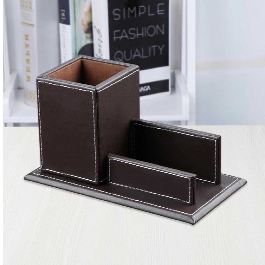 Multi-functional Creative leather Pen Holder Business Card Holder Coffee