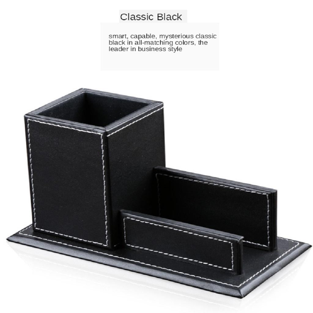Multi-functional Creative leather Pen Holder Business Card Holder Black
