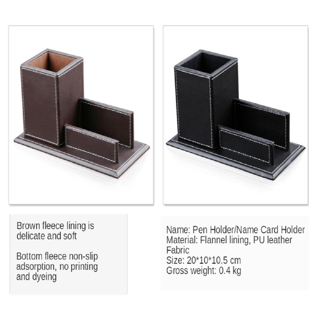 Multi-functional Creative leather Pen Holder Business Card Holder Black