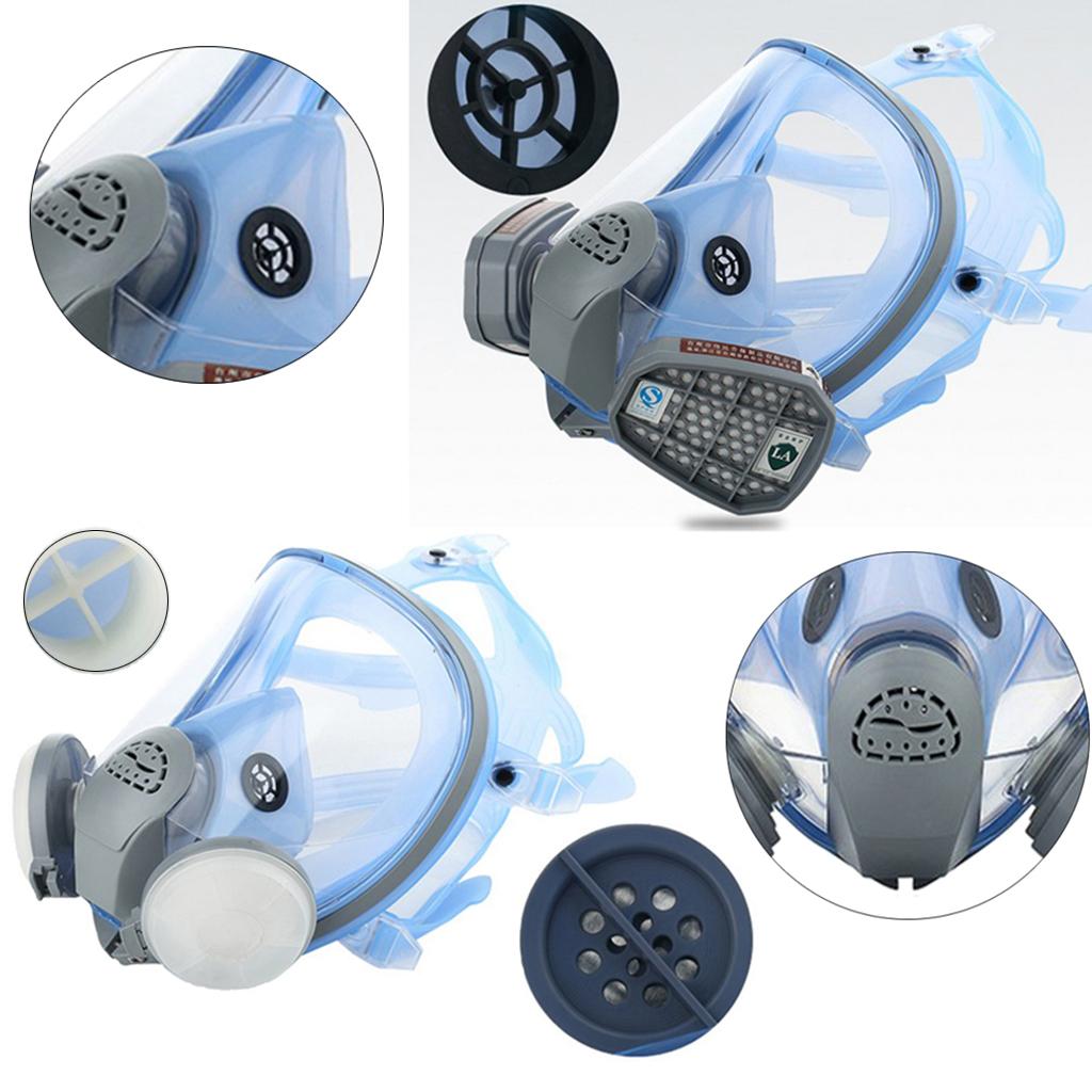 Full Face Smoke Gas Filter Anti-fog Protective Facepiece w/ Cartrige