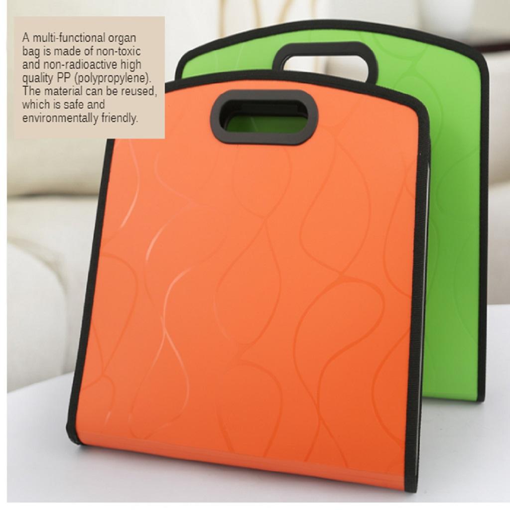 Portable Organ Bag Office Business Large-capacity Multi-layer Folder Orange