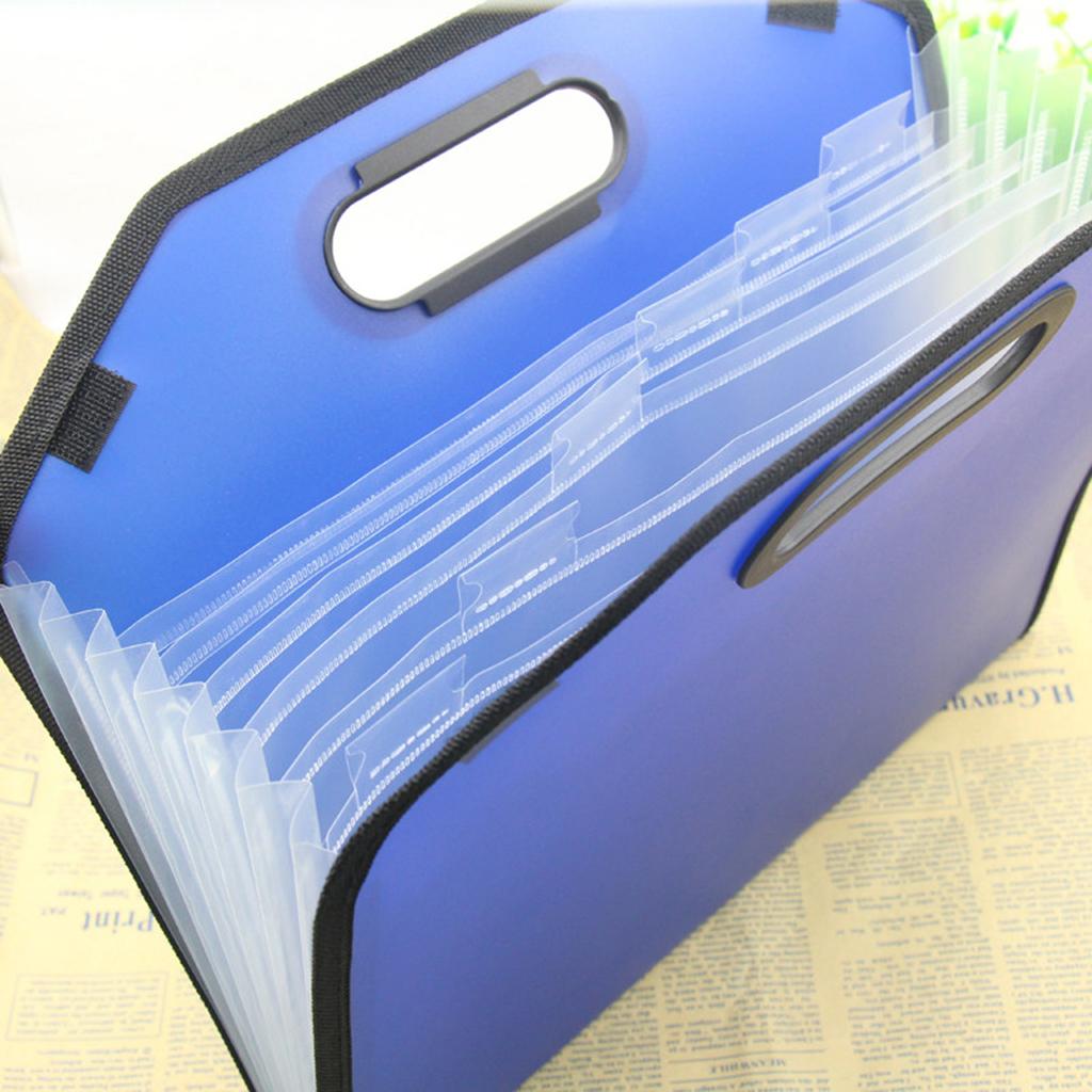 A4 Size File Expanding Folder Organizer File Document Storage Pockets Blue