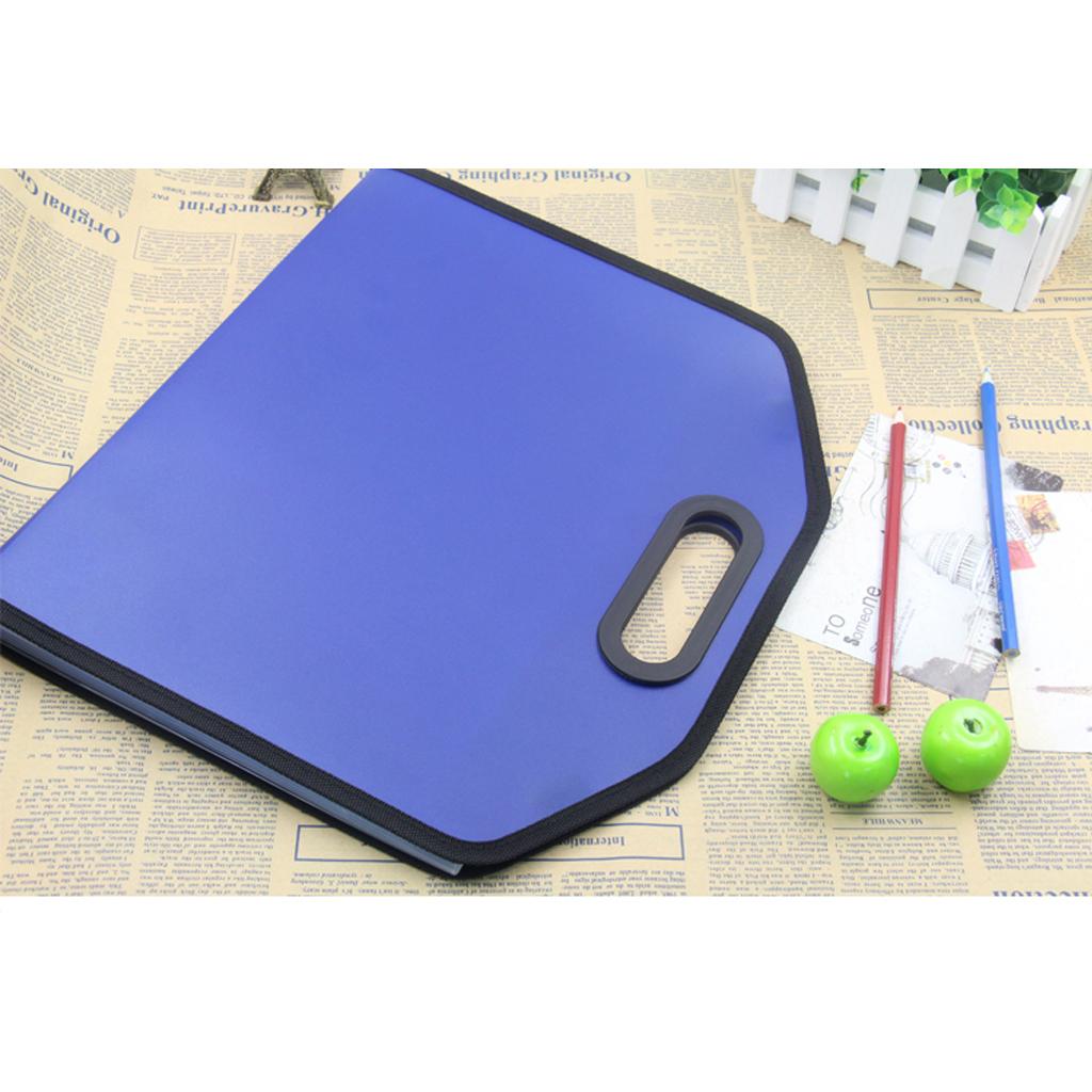 A4 Size File Expanding Folder Organizer File Document Storage Pockets Blue