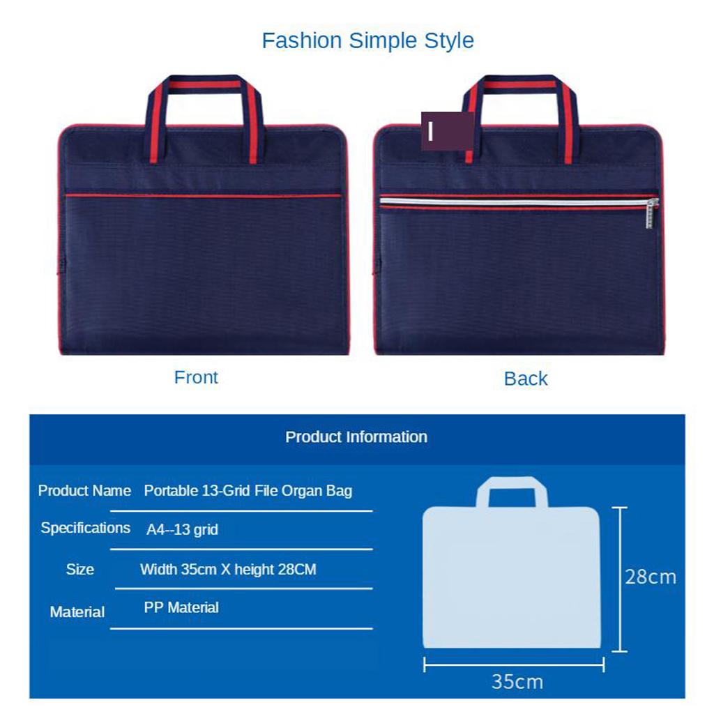 A4 Size File Expanding Folder Organizer Storage Pockets Folder A Dark Blue