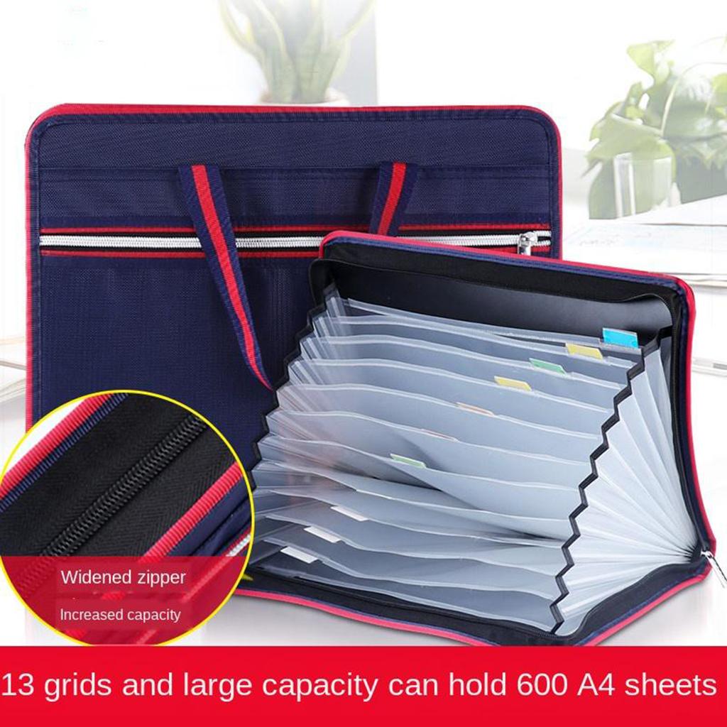 A4 Size File Expanding Folder Organizer Storage Pockets Folder A Dark Blue