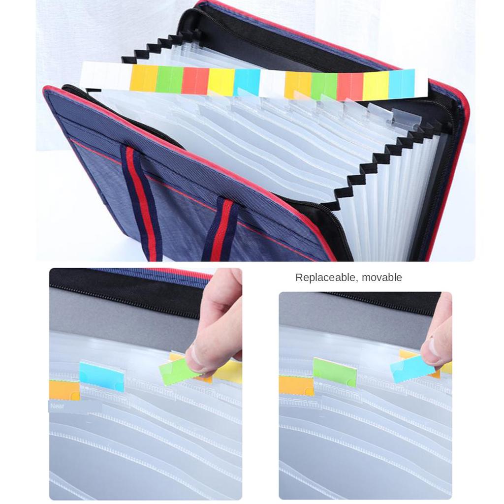 A4 Size File Expanding Folder Organizer Storage Pockets Folder A Dark Blue