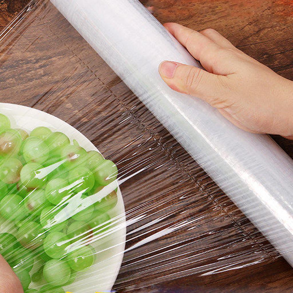 2 Rolls PE Food Plastic Wrap Roll Point-Break Household Preservative Film