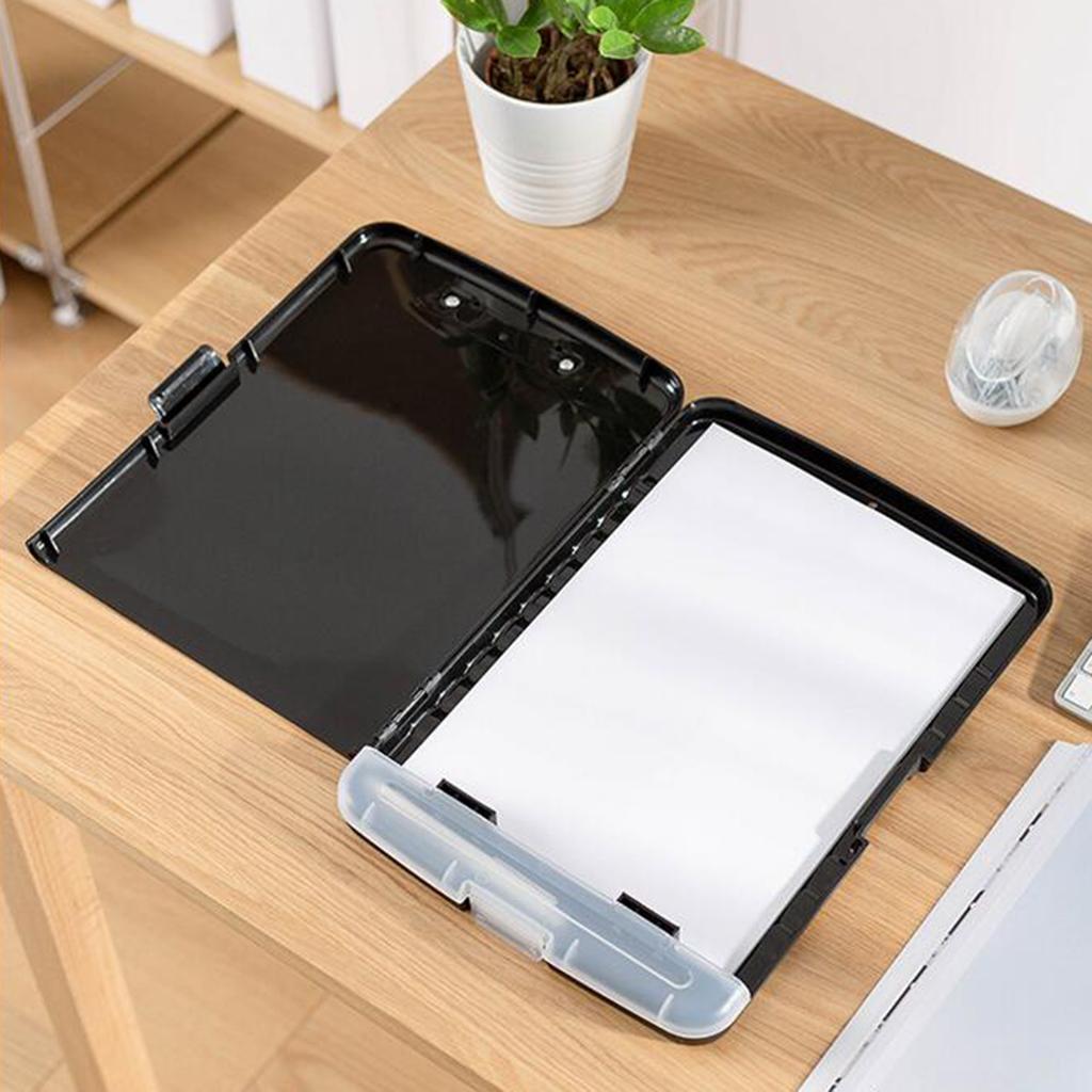 Waterproof Slim Clipboard Storage Box Board Clip File Box Plastic Black