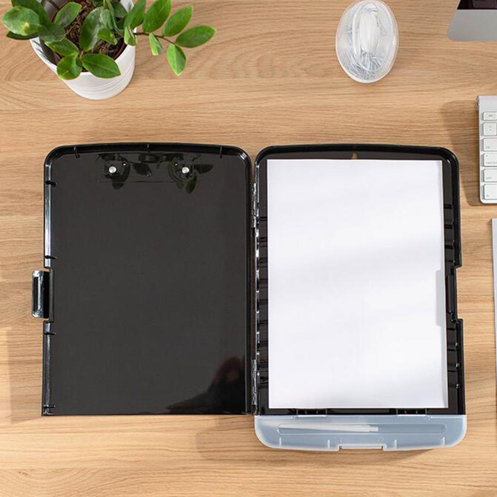 Waterproof Slim Clipboard Storage Box Board Clip File Box Plastic Black