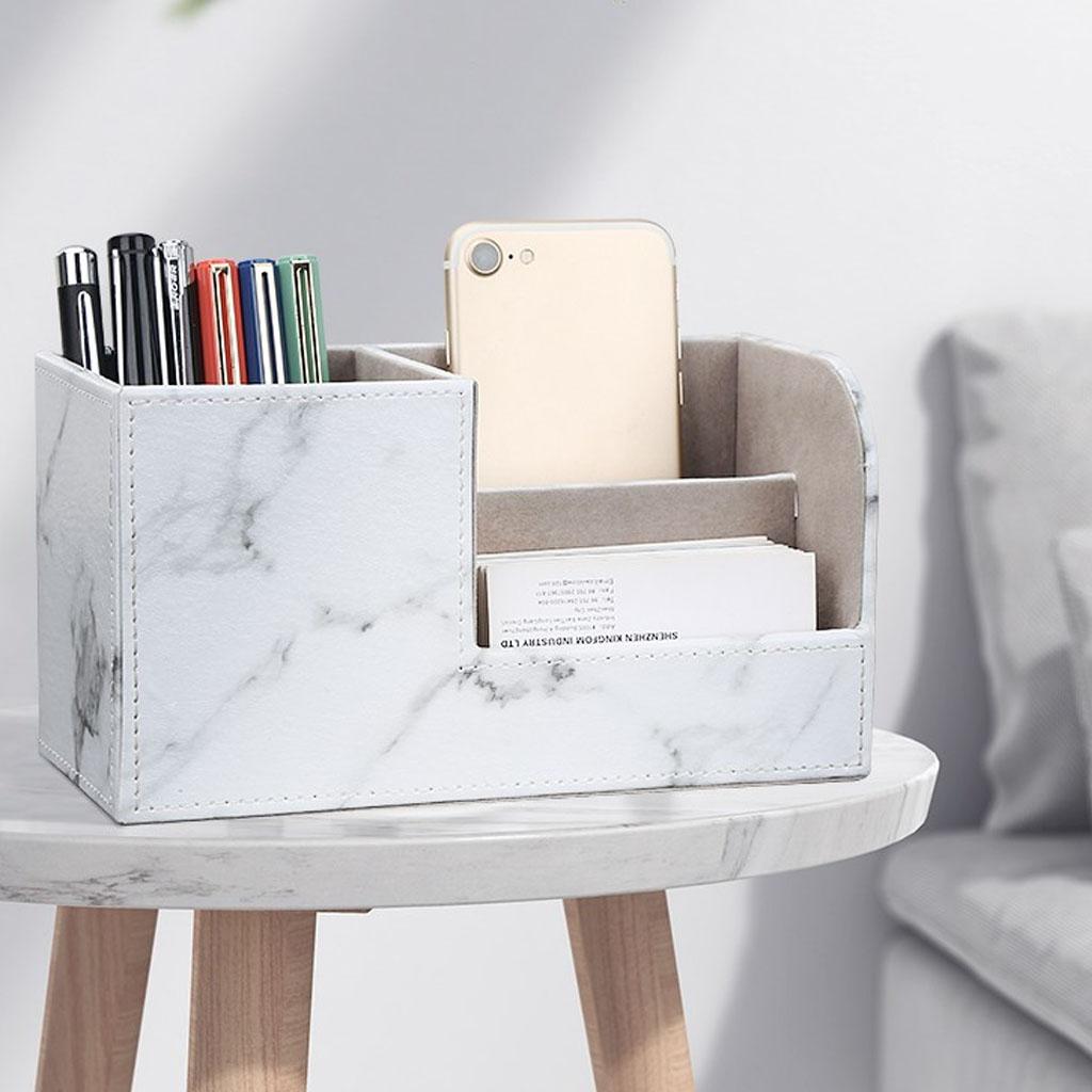 Multi-purpose Desktop Pu Leather storage box Pencils Holder Moonlight Silver