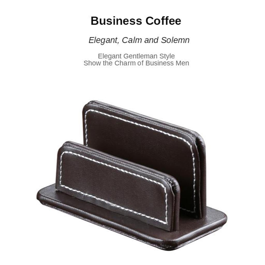 PU Leather Business Cards Holder Name Card Storage Office Desk Supply Coffee