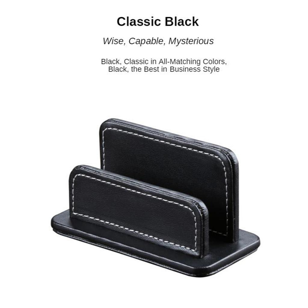 PU Leather Business Cards Holder Name Card Storage Office Desk Supply Black