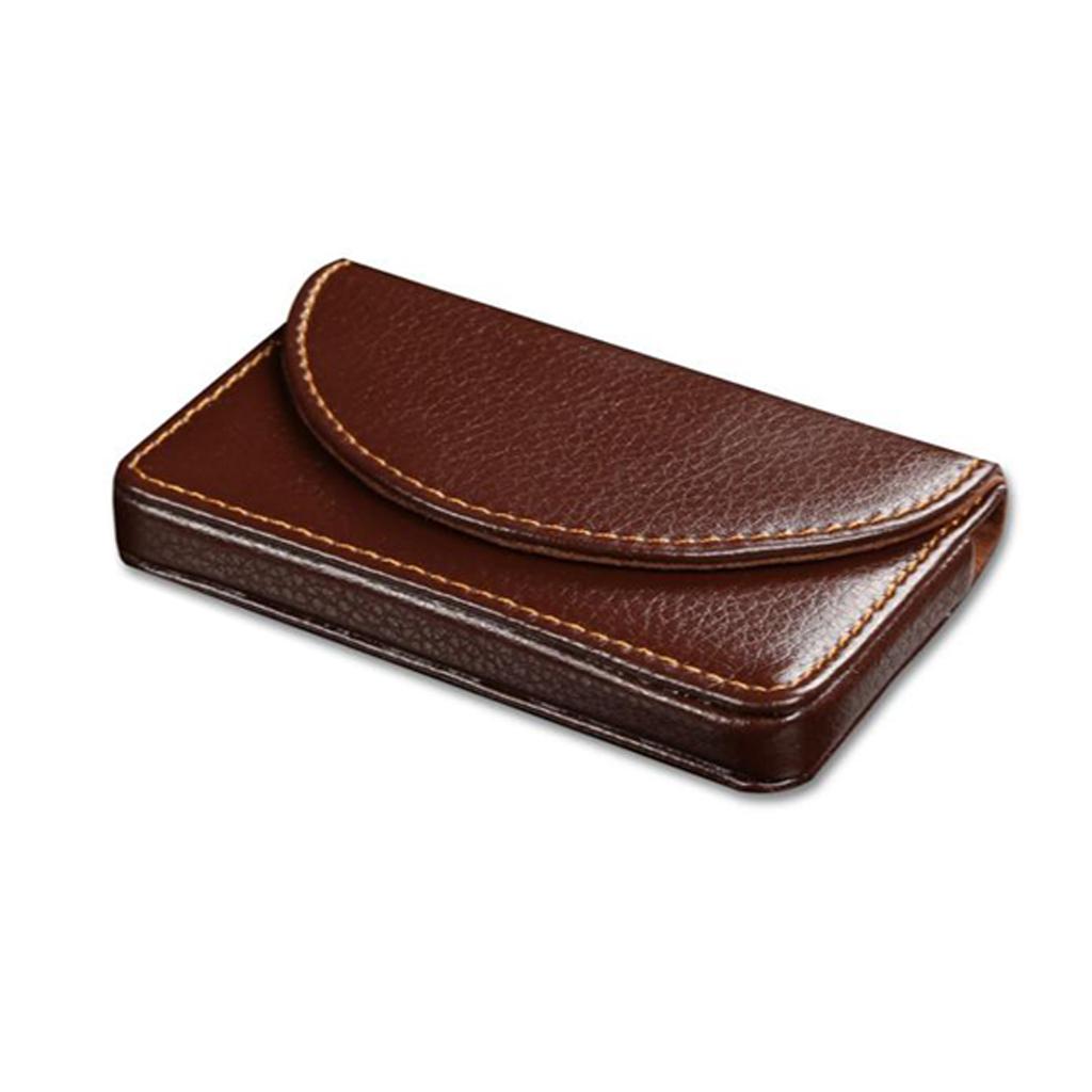 Portable PU Leather Business Cards Holder Name Card Storage Cardcase Coffee