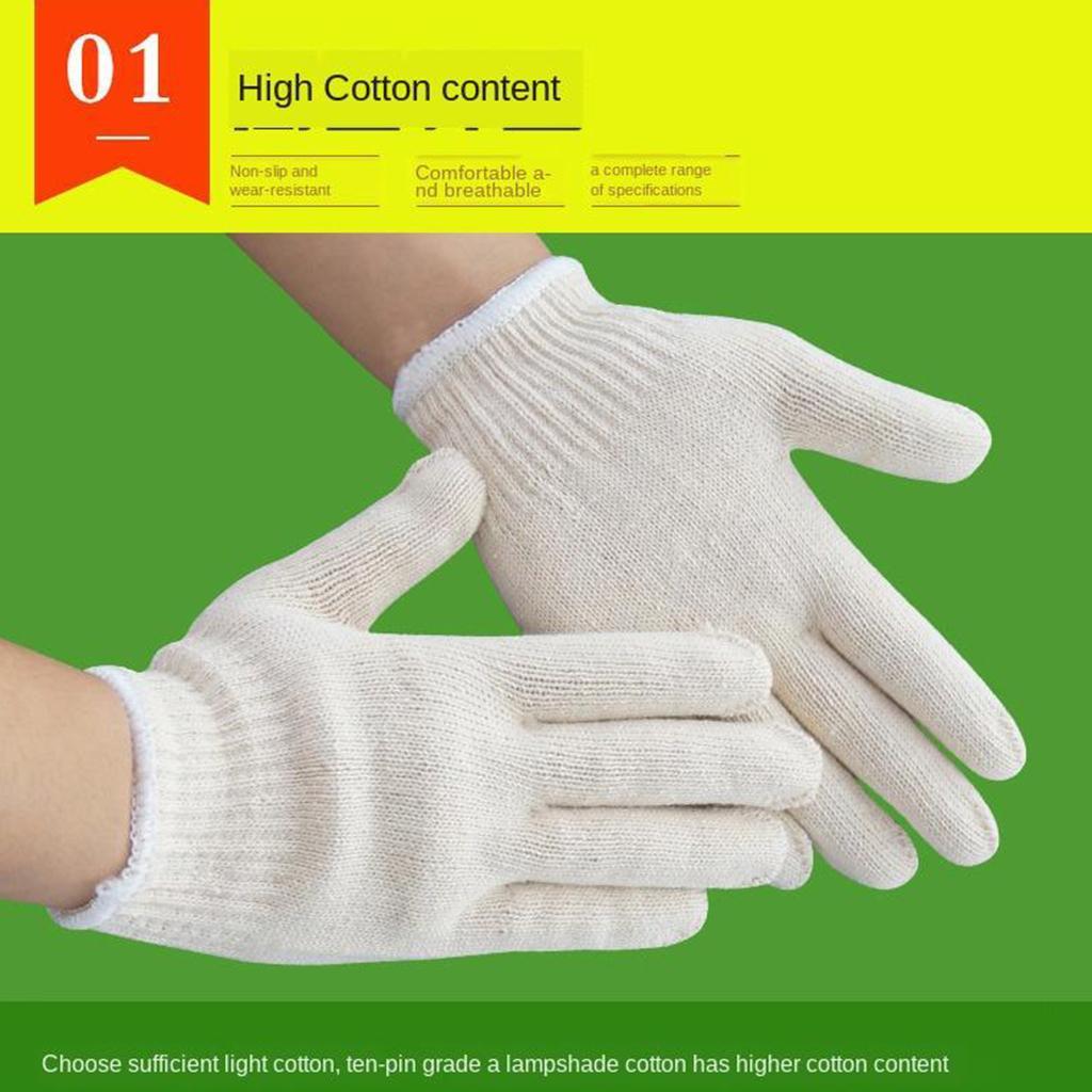 12 Pairs Of Cotton Encryption Cotton Yarn Gloves Wear-Resistant Work Gloves